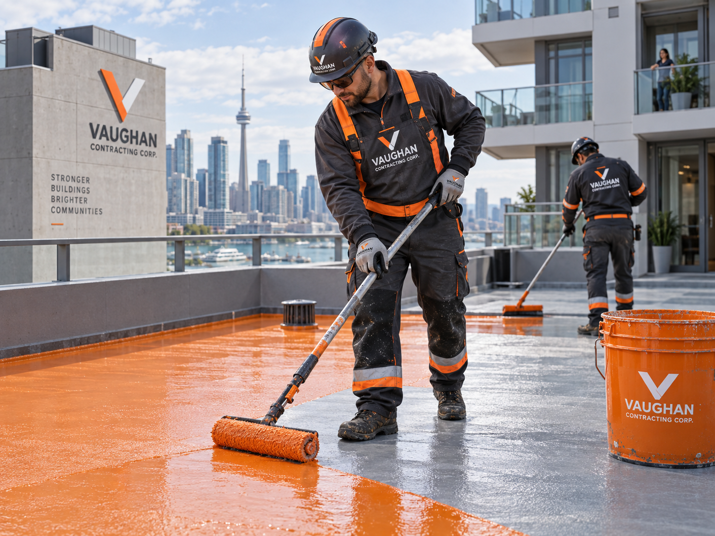 Vaughan Contracting crew applying a protective commercial coating