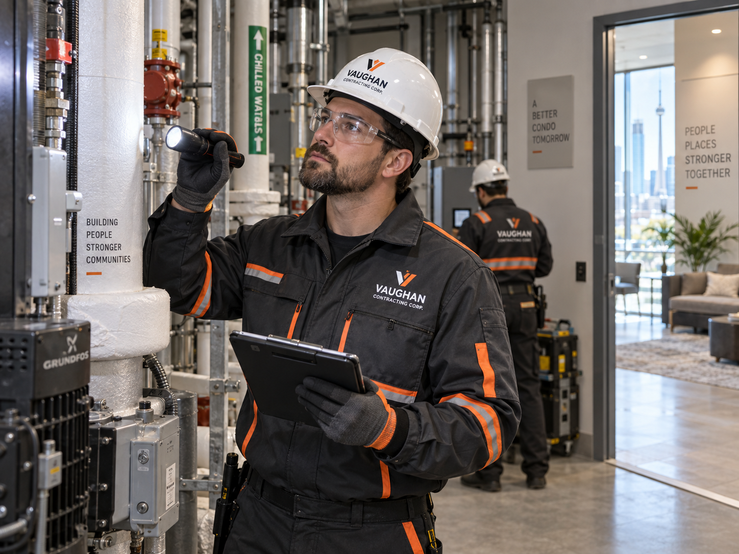 Vaughan Contracting technician performing a planned building inspection
